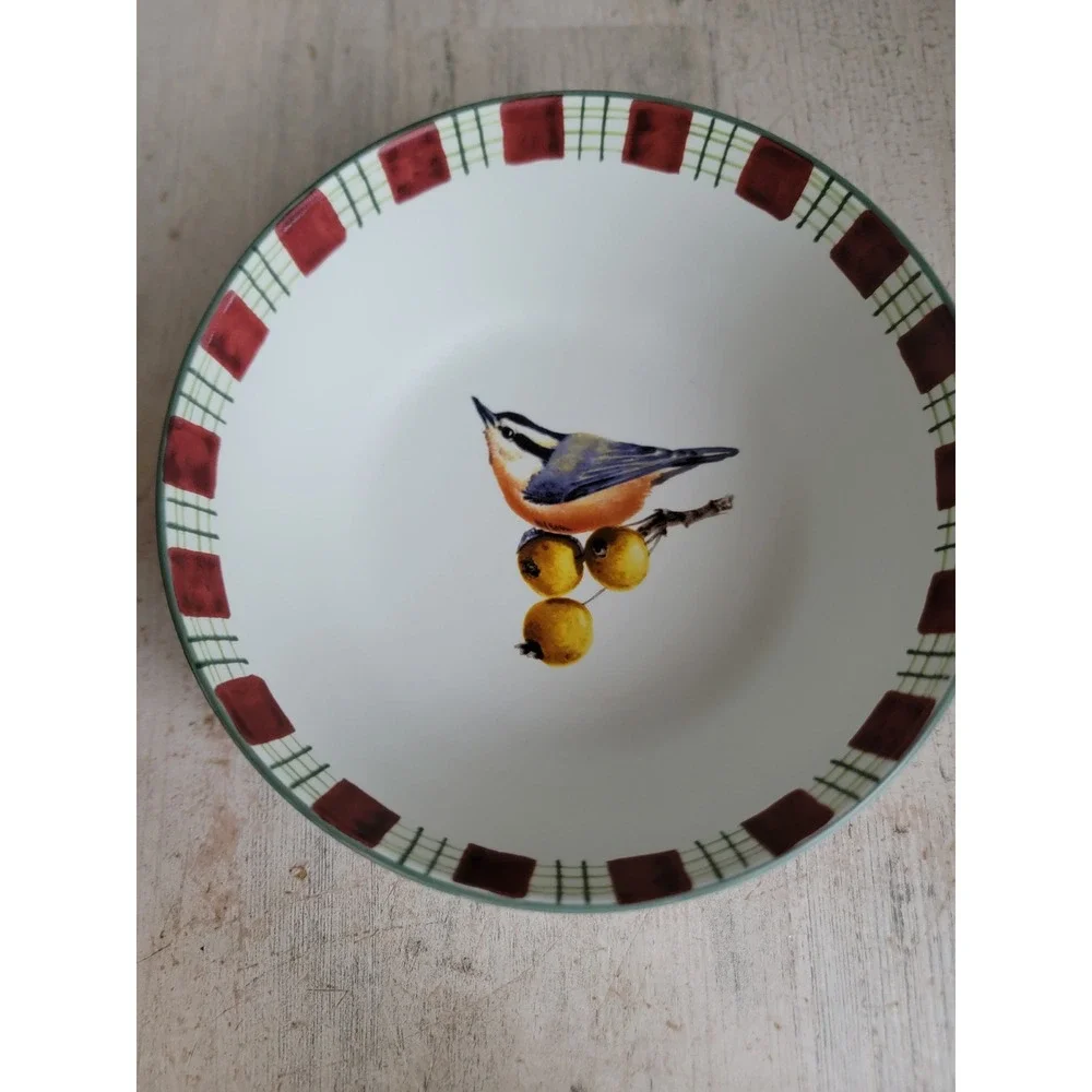 Lenox winter greetings everyday nuthatch bird bowl kitchen Xmas home
